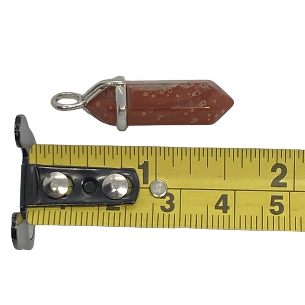 Crystal Quartz Gold Sand Pendant 1.75” Double Terminated Hexagonal Point Silver - Picture 14 of 16